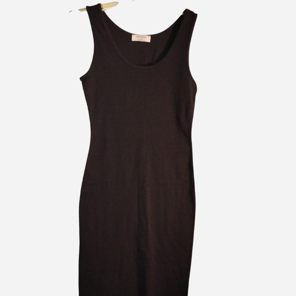 Zenana Black Sleeveless Bodycon Midi Tank Dress Size Small